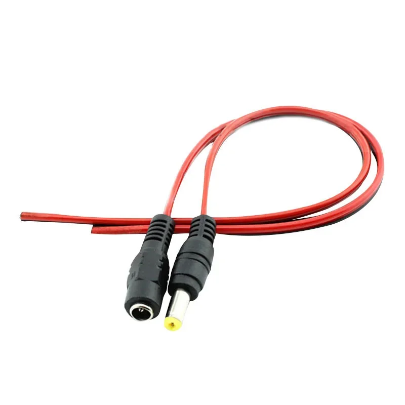 10 pçs/lote macho fêmea plug 12v dc power pigtail cabo jack para câmera cctv conector cauda extensão dc fio