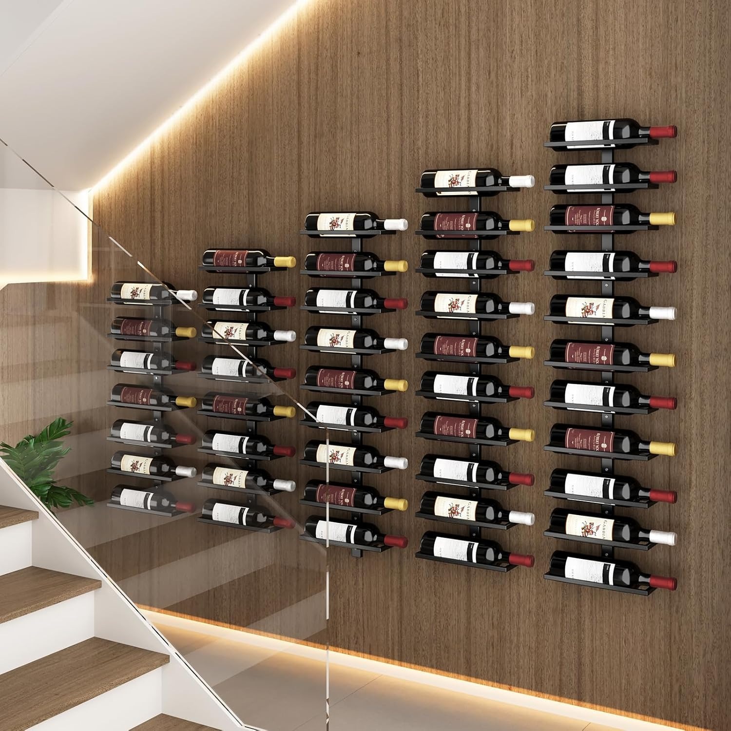 Wall Mounted Wine Rack for 11 Bottles, DIY Sturdy Wall Wine Storage Holders, Towel Rack, Wine Bottle Organizer, Freely Splicing