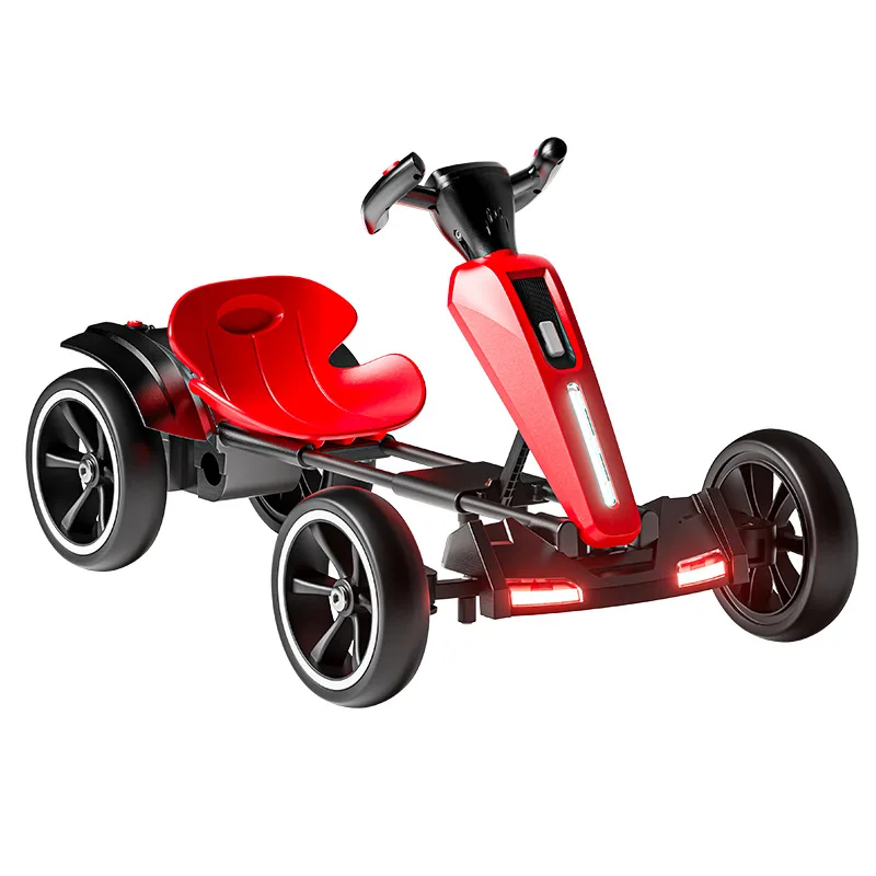 Con luz LED y música Kart eléctrico para niños, cuatro ruedas que pueden montar en un coche de juguete con control remoto para edades de 1 a 3 a 6 años