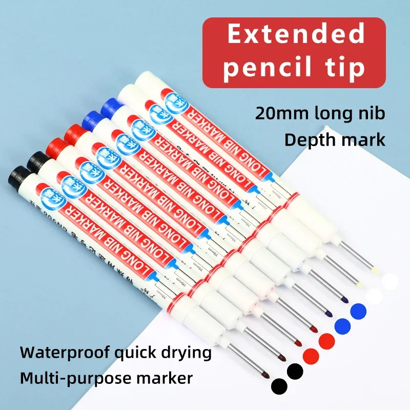8 Stuks Perforeren 20 Mm Diep Gat Lange Hoofd Penpunt Markers Voor Metalen Pen Waterdichte Badkamer Houtbewerking Decoratie Multifunctioneel