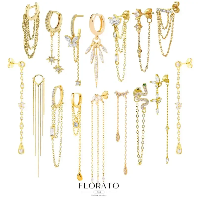 Длинная цепочка из стерлингового серебра 925 пробы с кисточками, серьги-капли для женщин, серьги с перфорацией в виде звезды и кристаллов циркона, ювелирные изделия, подарочный кулон