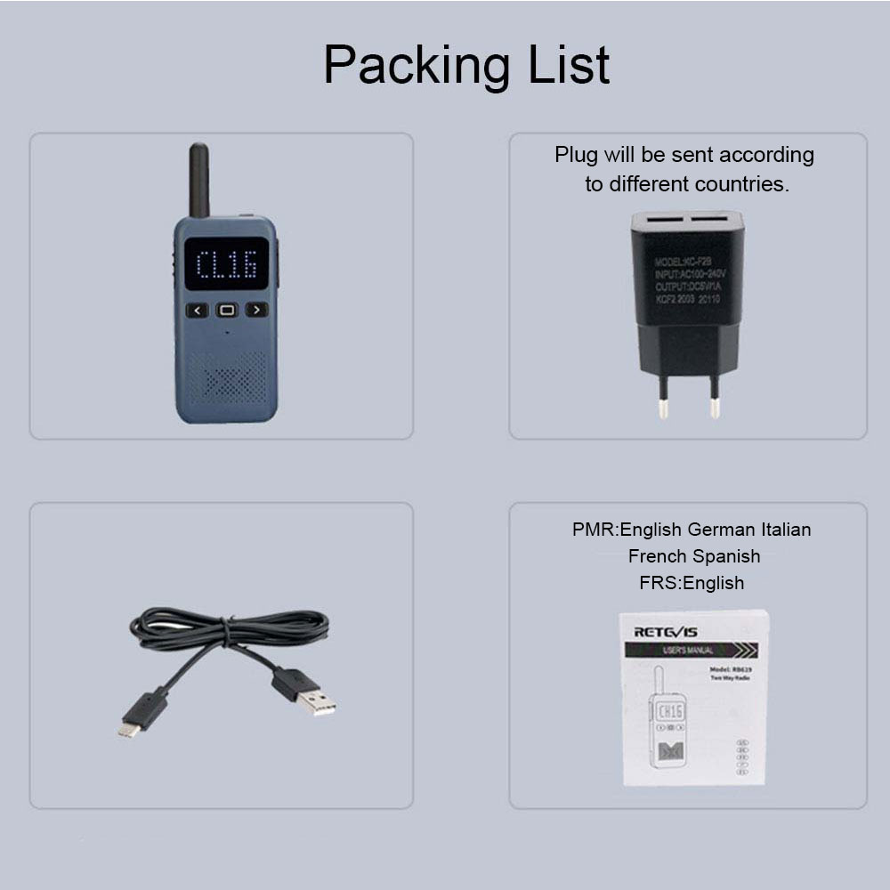 Retevis RB619 Mini-Walkie-Talkie PMR446, professionelle Walkie-Talkies, tragbares Radio mit großer Reichweite für Restaurant-BLE-Radio, PTT-Hotel