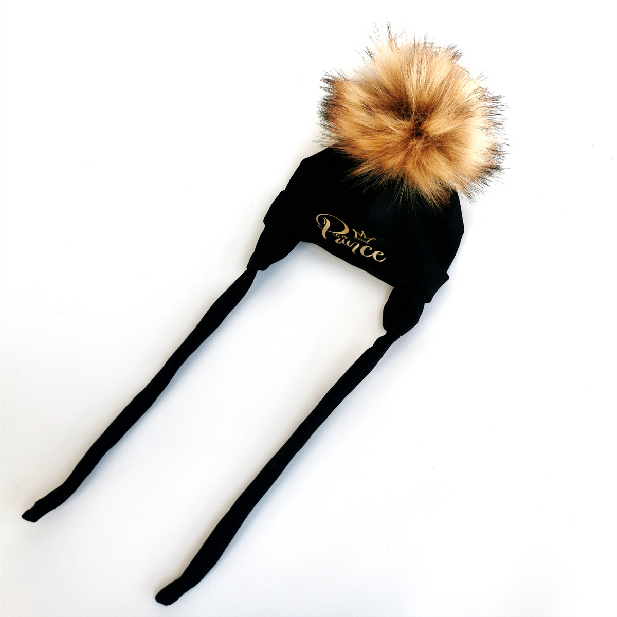 Gorro de algodón para bebé recién nacido, gorro con letras de princesa, príncipe, orejera, orejera, cuerda, Invierno