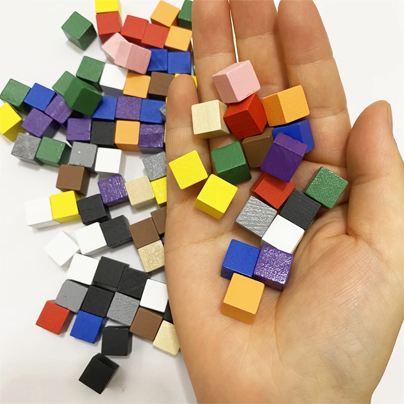 100 Cái/lô 10 Mm Gỗ Hình Khối Nhiều Màu Sắc Cờ Xúc Xắc Miếng Góc Cho Đột Quyết Bảng Ghép Hình Trò Chơi Giáo Dục Sớm Giá Rẻ vận Chuyển