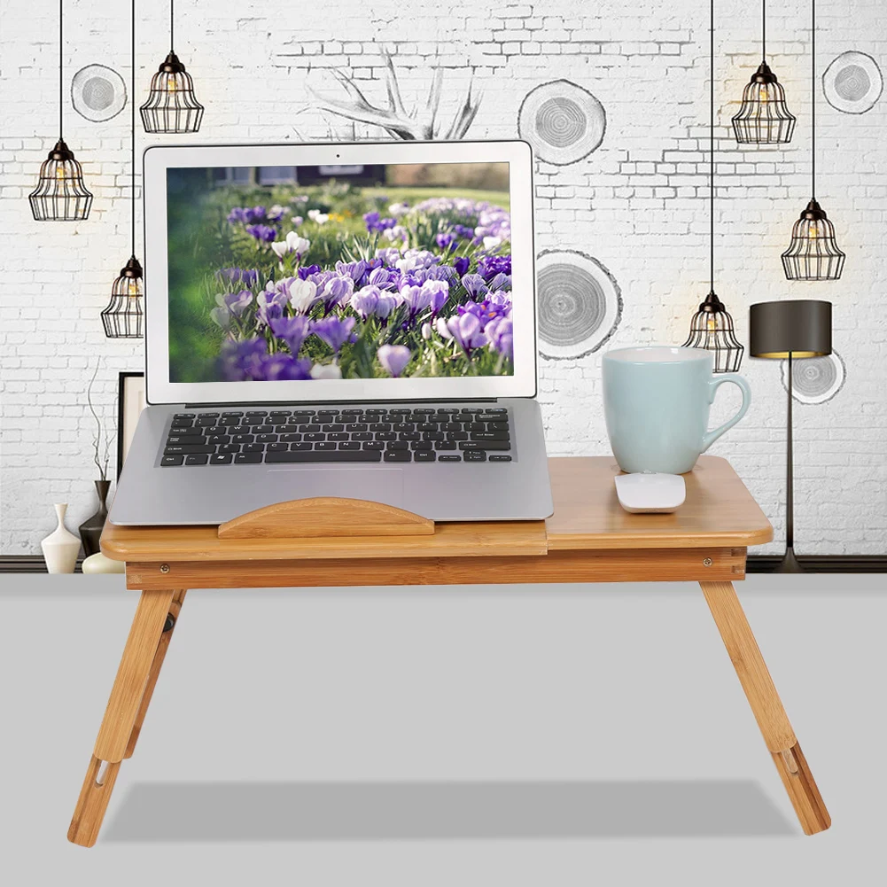 Bed Desk Bed Lap Desk Laptop Bed Desk Adjustable Bamboo Rack Shelf Dormitory Bed Lap Desk Portable Book Reading Tray Stand