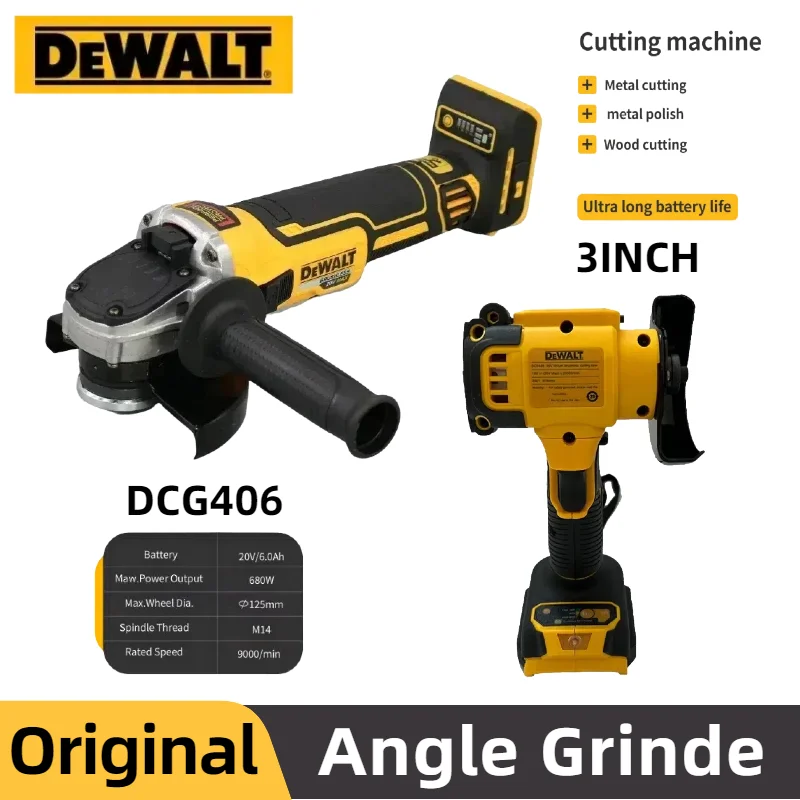 DeWALT DCG406 Lithium Angle Grinder Multifunctional Polishing Machine Industrial Cutted Machine Switch Cordless Angle Grinder