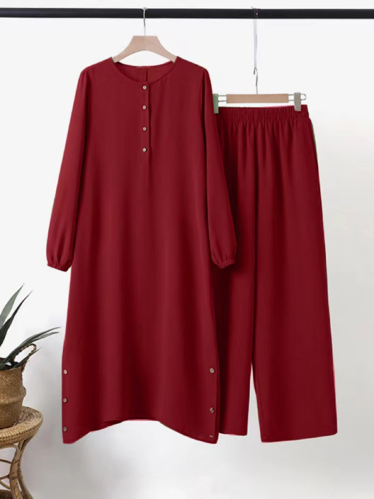 Mulheres árabes eid muçulmano duas peças conjunto blusa & calça de perna larga musulman conjunto cinto único botão camisa ramadan roupas modestas