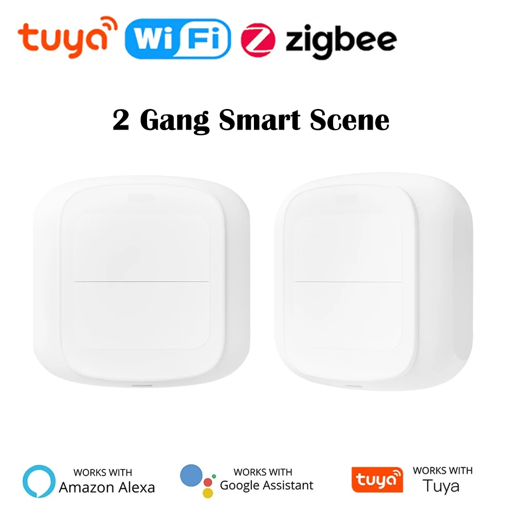 Умный переключатель Tuya Wi-Fi/Zigbee, кнопочный переключатель, 2 клапана, 6, беспроводной пульт дистанционного управления для умного дома, переключатель сценариев автоматизации
