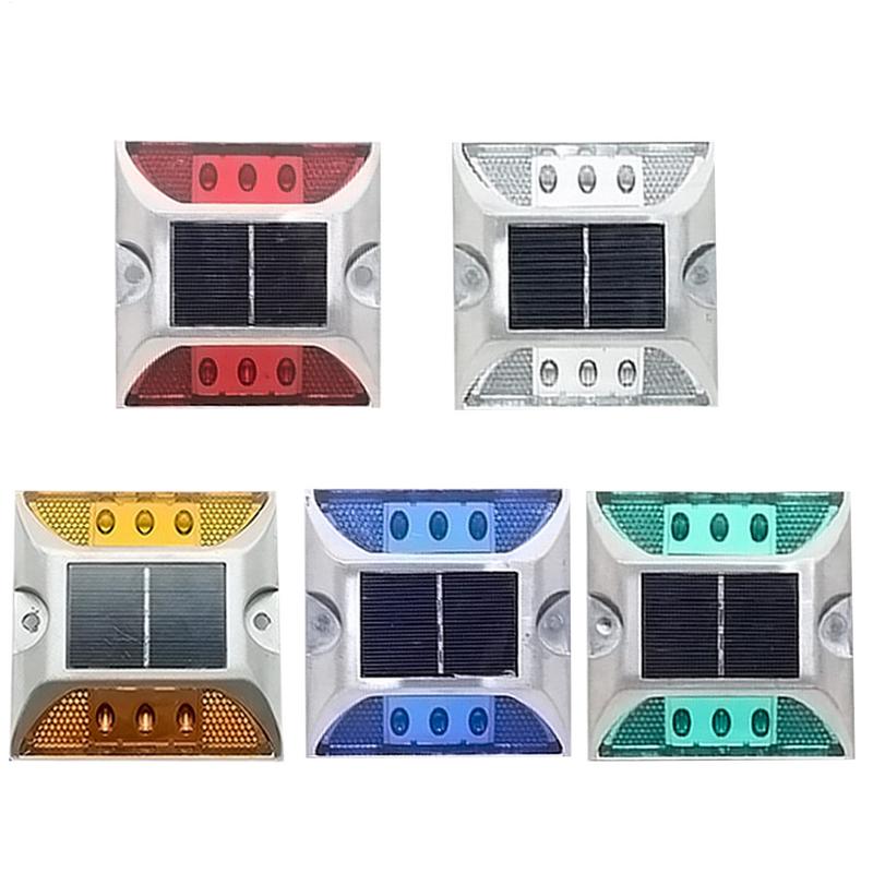 1pcs Outdoor Ground Color Road Stud Flash Light Warning Solar Power Square Aluminum IP68 Waterproof LED Road Stud