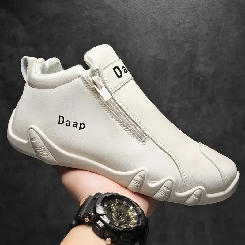 2024 neue Casual Schuhe für Männer Luxus Runde Kappe Männer Stiefeletten Licht Slip auf Wanderschuhe Outdoor Comfor Männer High Top turnschuhe