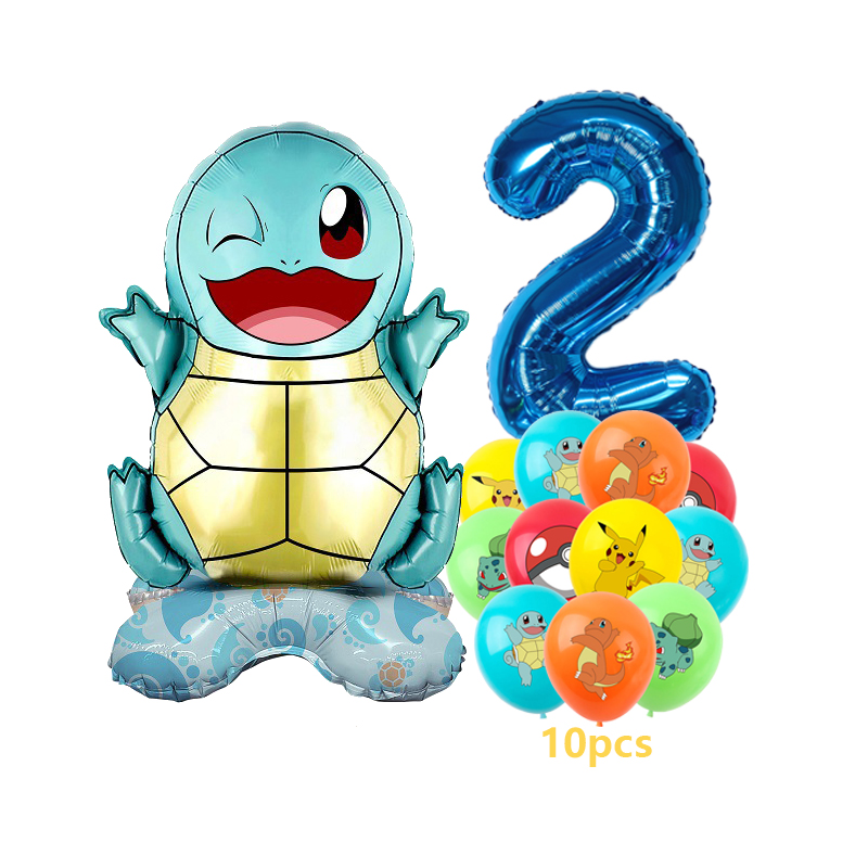 Pokemon Pikachu 32 นิ้วชุดบอลลูนดิจิตอลสําหรับปาร์ตี้เด็ก Charmander Squirtle Bulbasaur วันเกิดฟอยล์บอลลูนตกแต่ง