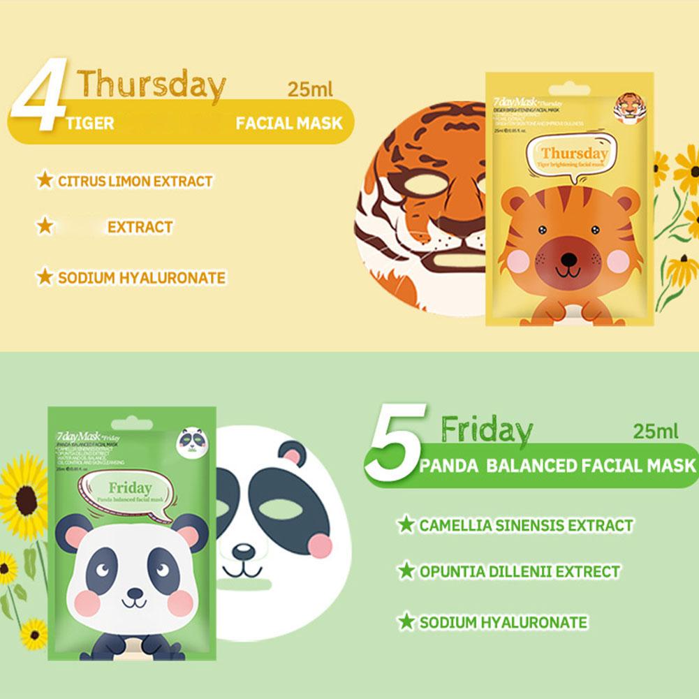動物をモチーフにした保湿フェイスマスク,ディープスキンケア,犬,パンダ,豚,1〜7ユニット