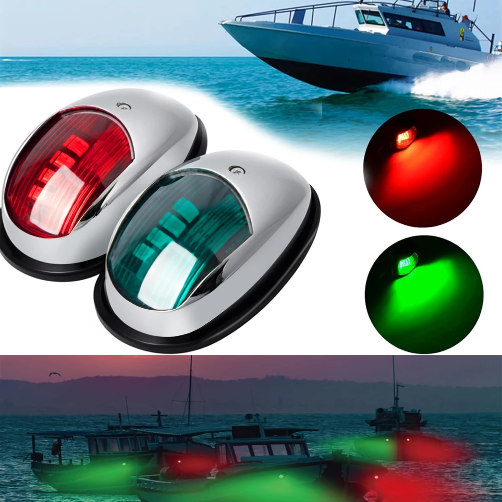 2 pçs luzes de navegação led para barcos 12v 24v luzes de posição do barco luzes marinhas à prova dwaterproof água lâmpada barco vermelho verde