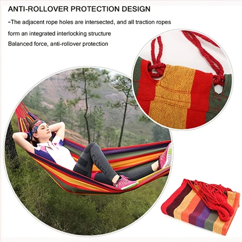 Hamaca individual de lona gruesa y ancha para acampar al aire libre, columpio de ocio, cama colgante portátil, hamaca columpio para dormir
