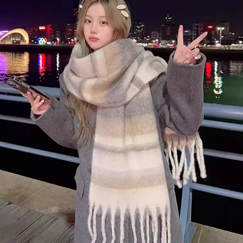 2024 inverno imitação de cachecol de caxemira para mulheres maillard high-end estilo coreano quente retro moda versátil xale grosso