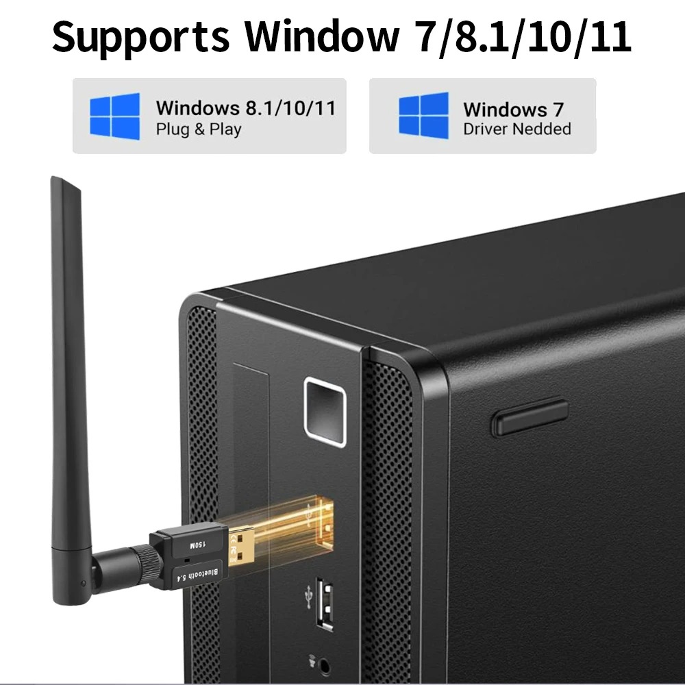 150 m Bluetooth 5.4-Adapter, kostenloser Treiber, USB-Bluetooth-Dongle-Adapter für PC, Windows 11/10/8,1 Maus, Tastatur, Audioempfänger