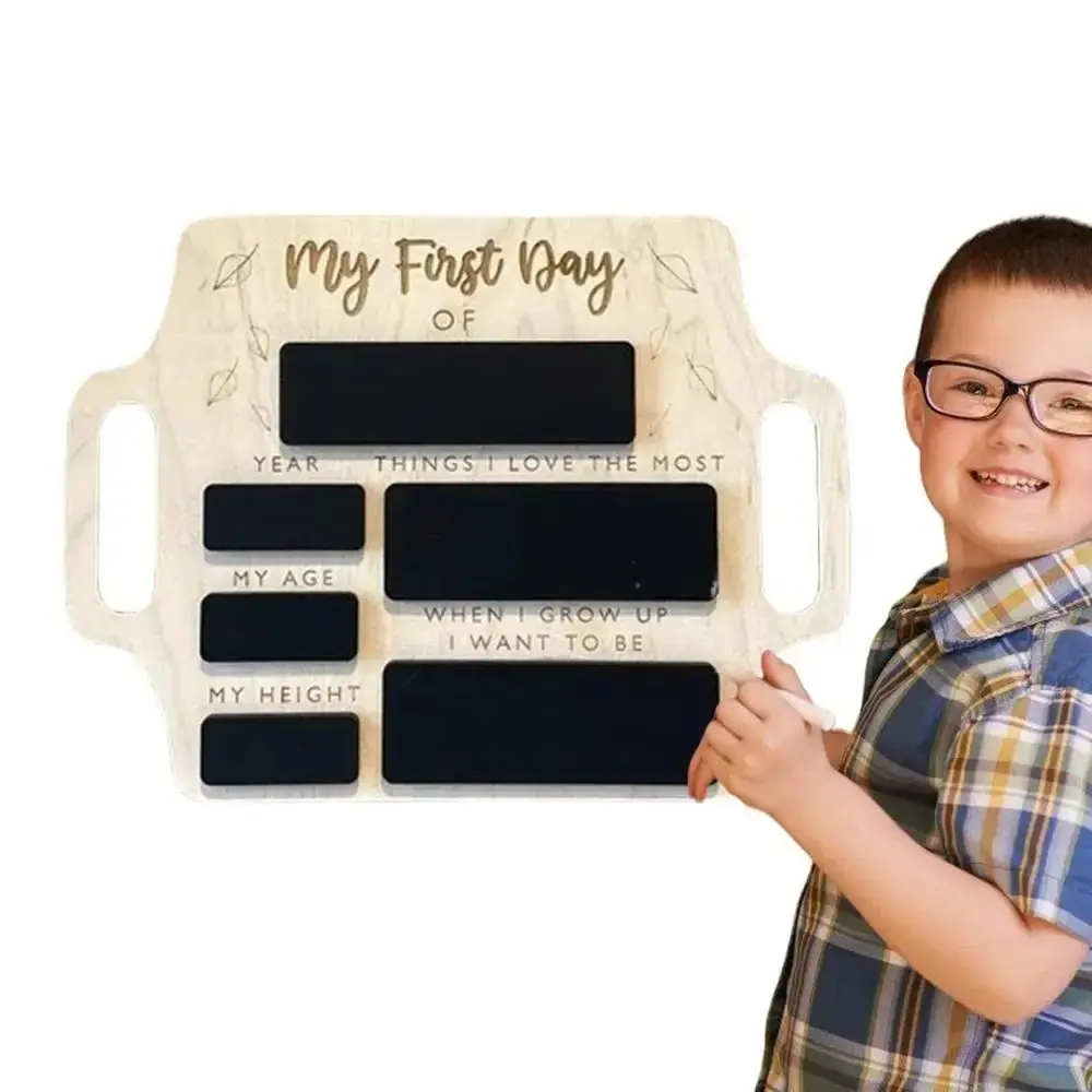 Wooden First Day Of School Sign With Handle Reusable Wooden Message Board Personalized My First Day Blackboard Back To School
