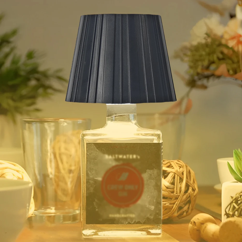 Wine Bottle LED Wireless Table Lamp 3 Colors Metal Dimmable USB Rechargeable Dining Table Lights Beverage Lamp Top touch