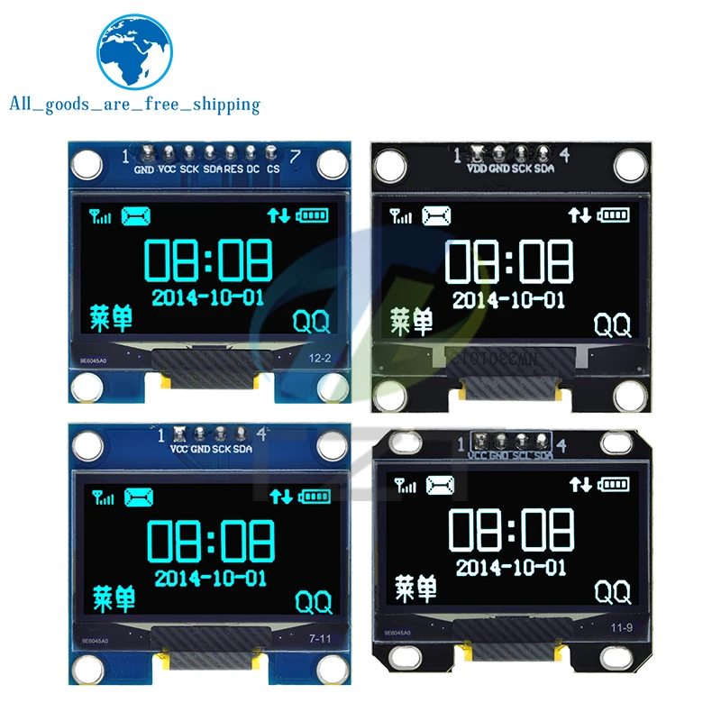 TZT 1.3 inch OLED module SPI/IIC I2C Communicate white/blue color 128X64 1.3 inch OLED LCD LED Display Module 1.3" OLED Module