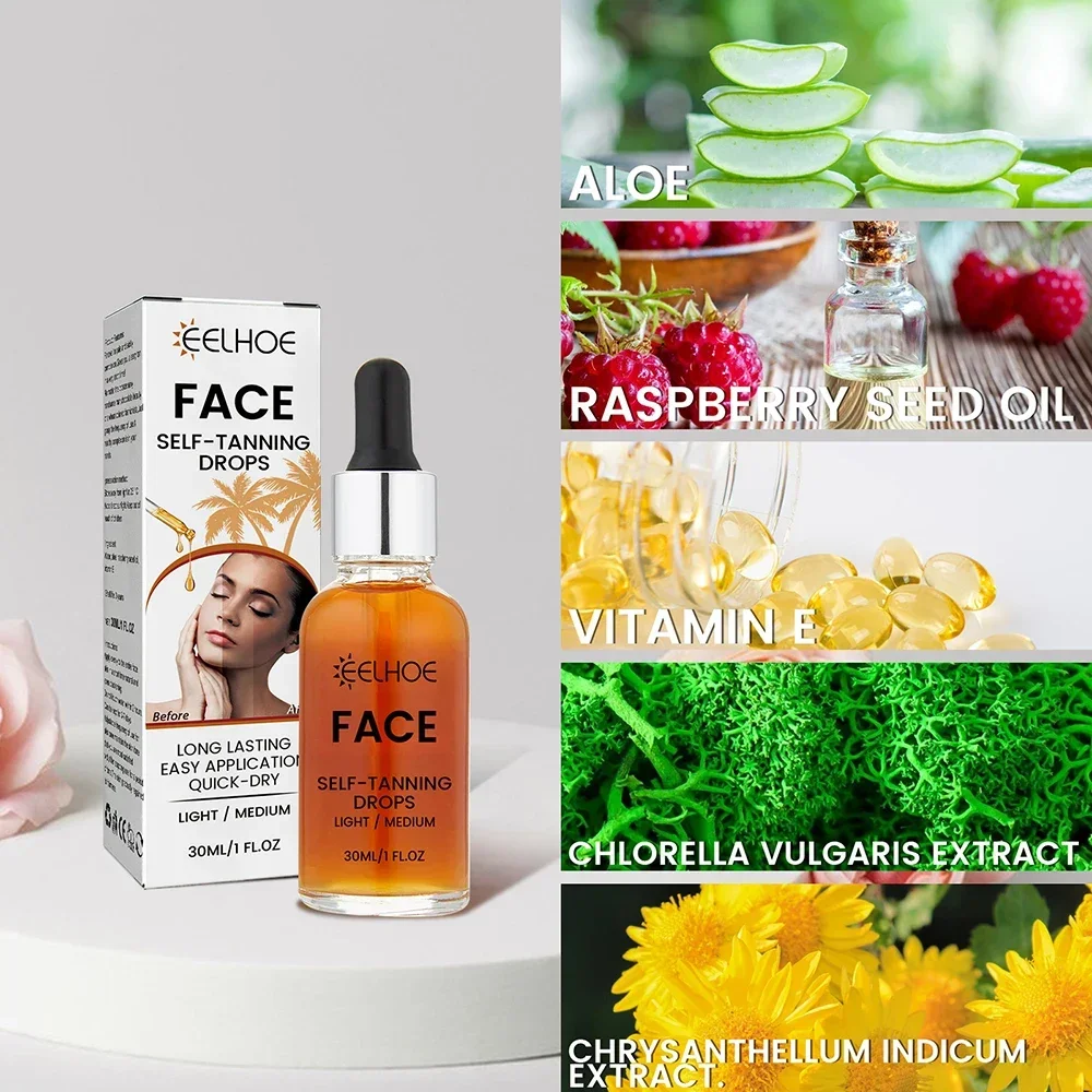 30ml 페이셜 블랙닝 에센스 패스트 생성 다크 내추럴 탄 안색 페이셜 셀프 태닝 세럼 일광욕 오일 리퀴드 세럼