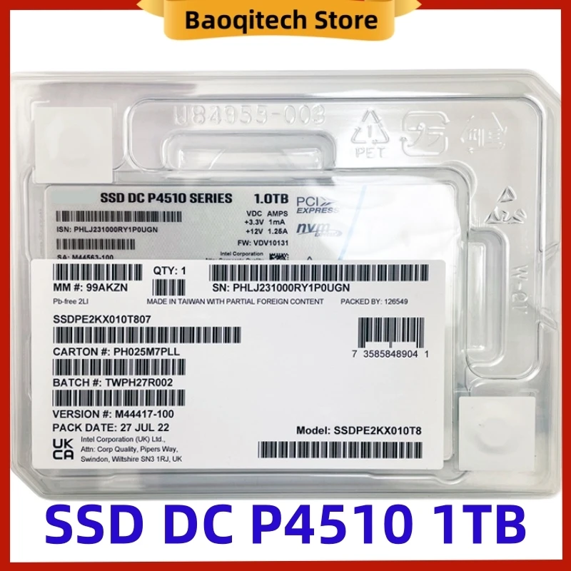 NEW Original For INTEL P4510 8T 4T 2T 1T U.2 NVMe 2.5in  Write Dense Server Enterprise SSD Solid State Drive New