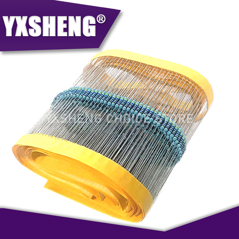 Resistencia de película de Metal, 100 piezas, 1/4W, 100R, 220R, 1K, 1,5 K, 2,2 K, 4,7 K, 10K, 22K, 47K, 100K, 100, 220, 1K5, 2K2, 4K7, 1M Ohm, nueva resistencia 1%, 1R ~ 10M