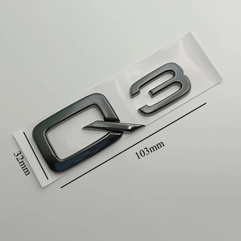 3d ABS กาว Chrome สีดํารถด้านหลังจํานวนตัวอักษรสติกเกอร์สําหรับ Q2 Q3 Q5 Q7 Q8 โลโก้ป้ายป้ายอุปกรณ์เสริม