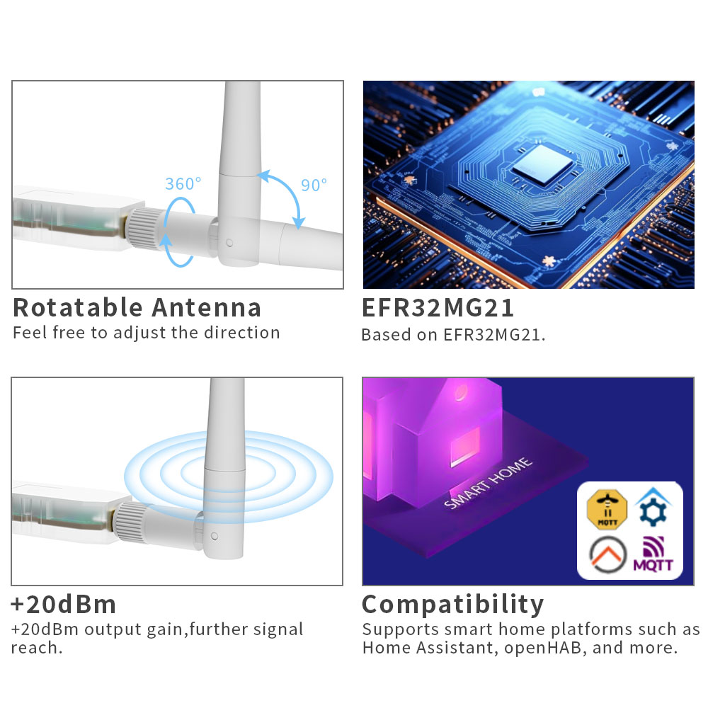 SMLIGHT SLZB-07 Zigbee 3.0 para adaptador USB menor rosca/módulo funciona com Zigbee2MQTT, assistente doméstico, ZHA