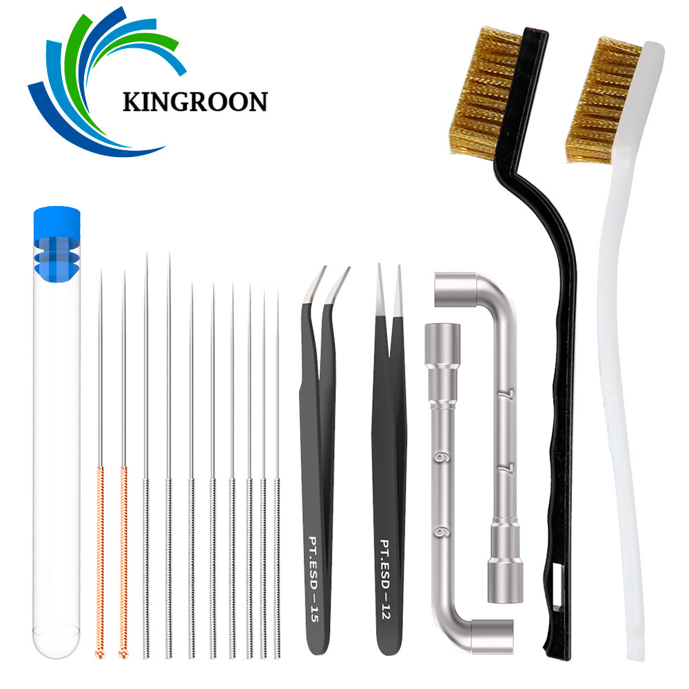 KINGROON 3D Drucker Reiniger Werkzeug Kupfer Draht Pinsel Zahnbürste Düse Reinigung Nadel 3D Drucker Teile Reinigung Werkzeug Wrench Kit