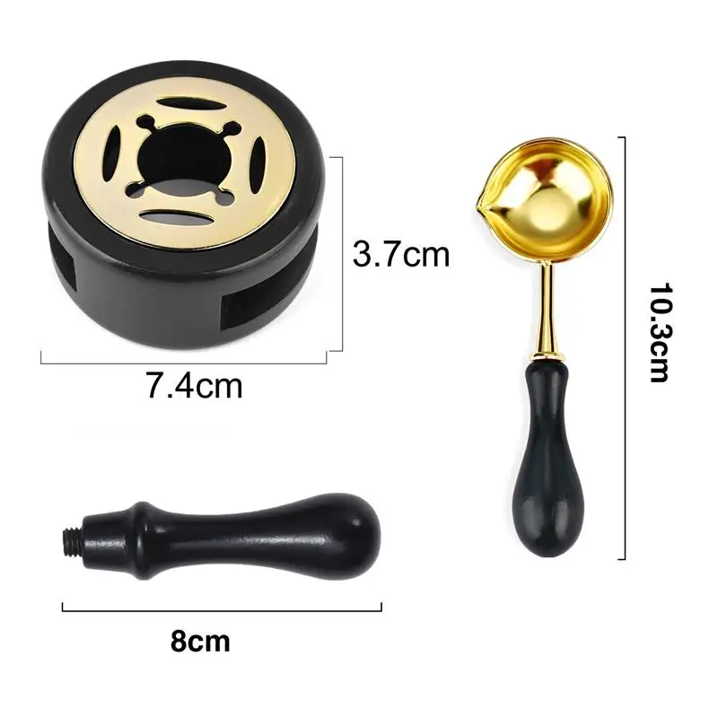 1/2/3pcs Wax Seal Set Wood Wax Melting Lacquer Furnace With /Spoon/Handle Wax Bead Melting Heater Wax Pot Heater For Stamp Craft