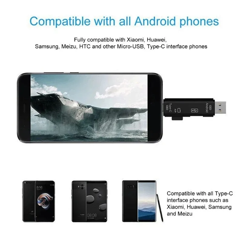 Nuevo 5 en 1 multifunción USB 2,0 tipo C USB Micro USB SD TF lector de tarjetas de memoria para ordenador Android Dock OTG tipo C adaptador