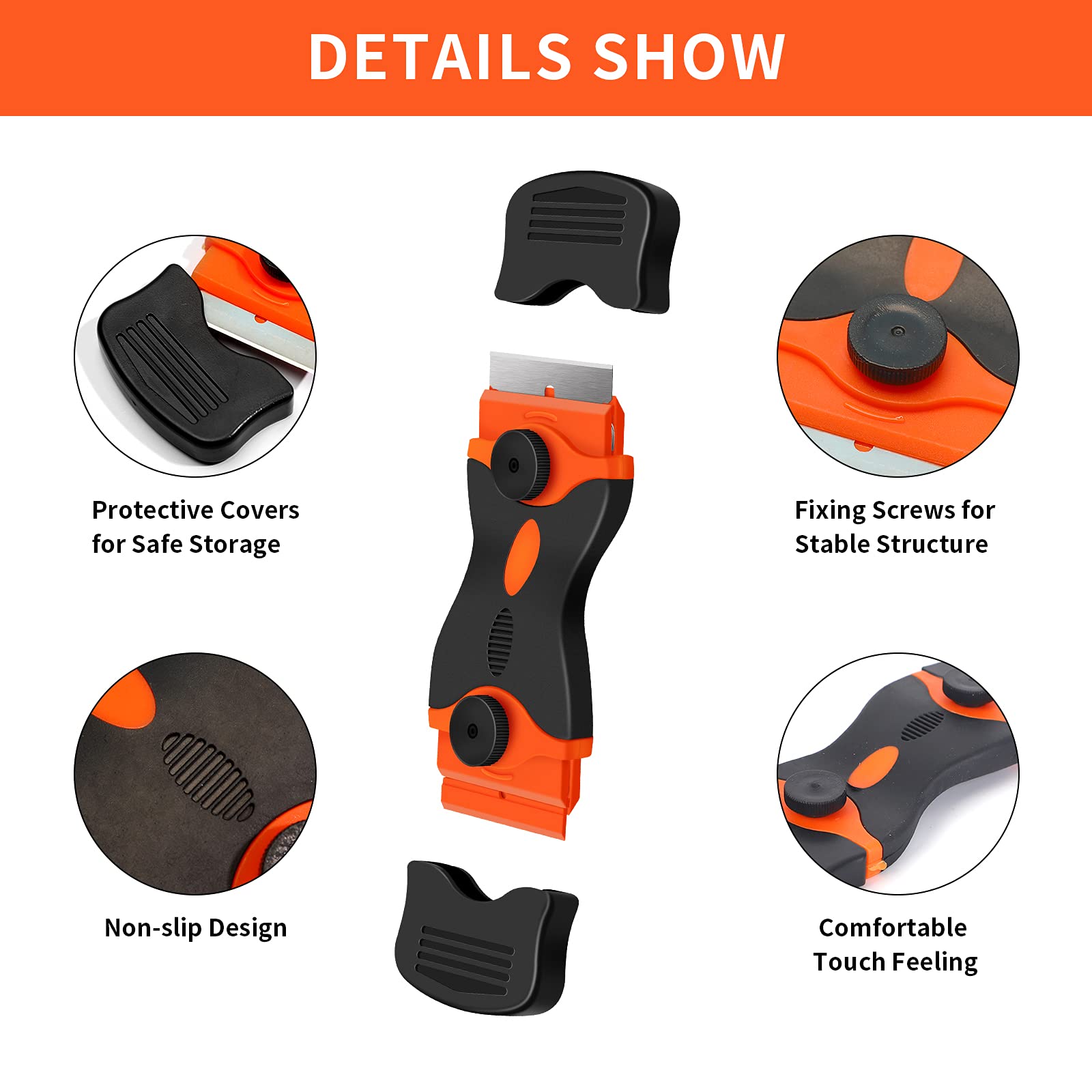 Razor Blade Scraper Tool,Sticker Remover Cleaning Scraper for Paint,Decal,Adhesive,Label,Caulk,Glass Scraper for Window Cooktop