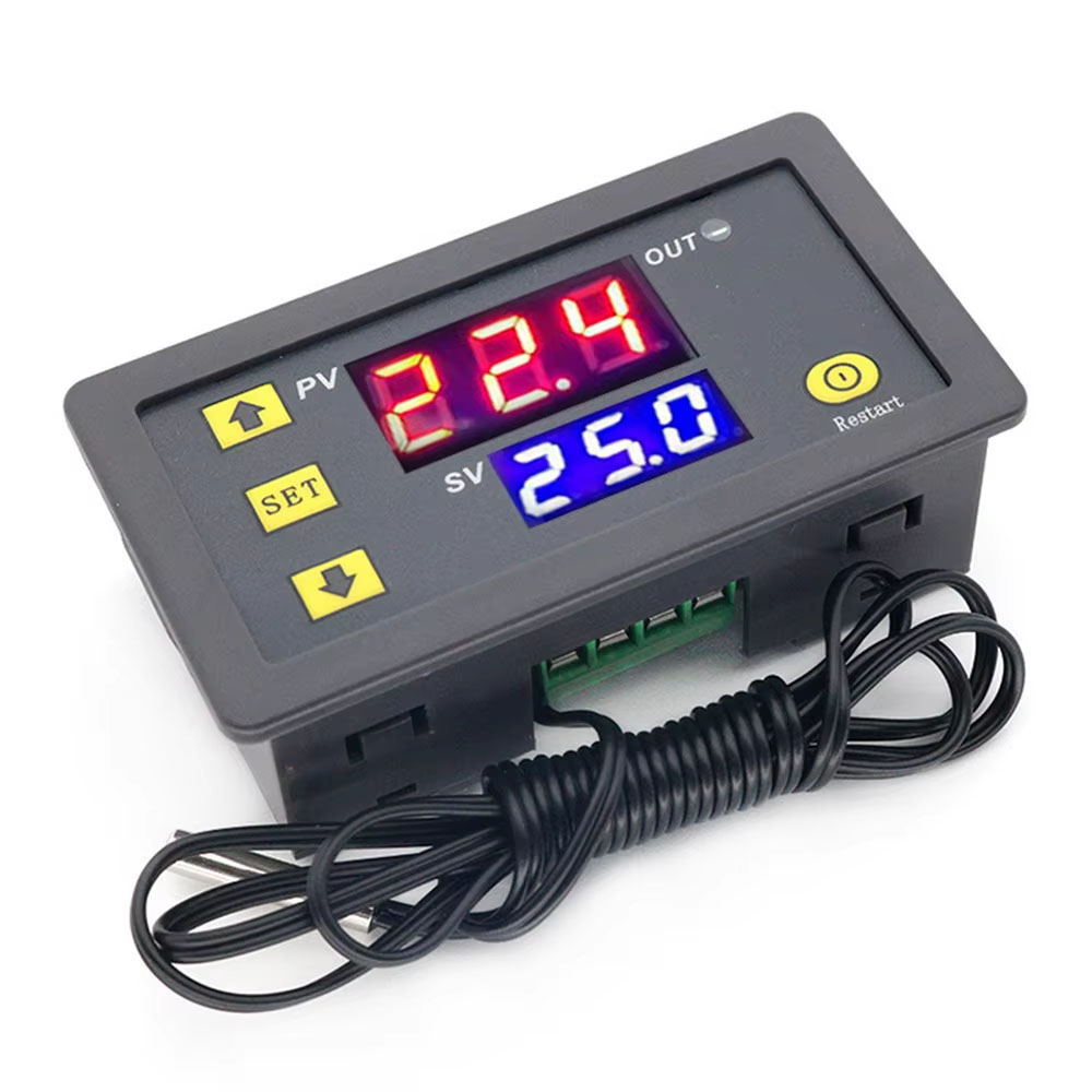 W3230 DC 12V 24V AC110-220V línea de sonda Control de temperatura Digital LED termostato regulador calor/refrigeración Control termorregulador