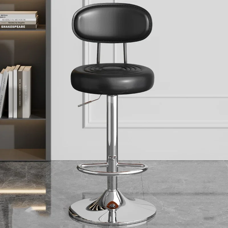 Swivel Adjustable Height Bar Stool Backrest Minimalist For Home Pub Reception Cashier Counter Modern High Seat Stool