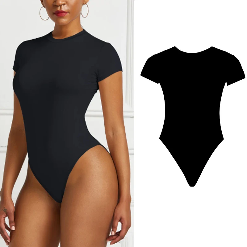 Frauen Sexy Sommer Bodycon Bodysuit Mode Lässig Feste Kurzarm Körper Tops Für Frauen Weibliche Strampler