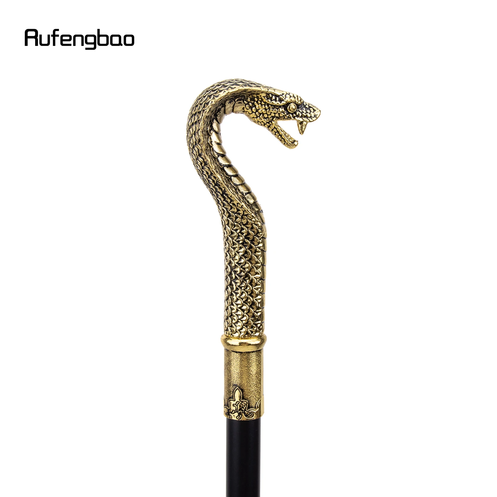 Bastão de luxo preto dourado com alça de cobra, botão de bengala elegante, bengala decorativa, festa elegante, 93cm