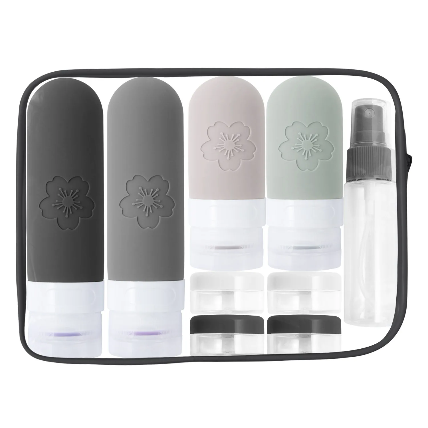Conjunto de garrafas de viagem com 17 pacotes, recipientes espremíveis de silicone à prova de vazamento aprovados pela TSA para produtos de higiene pessoal, condicionador, shampoo, loção