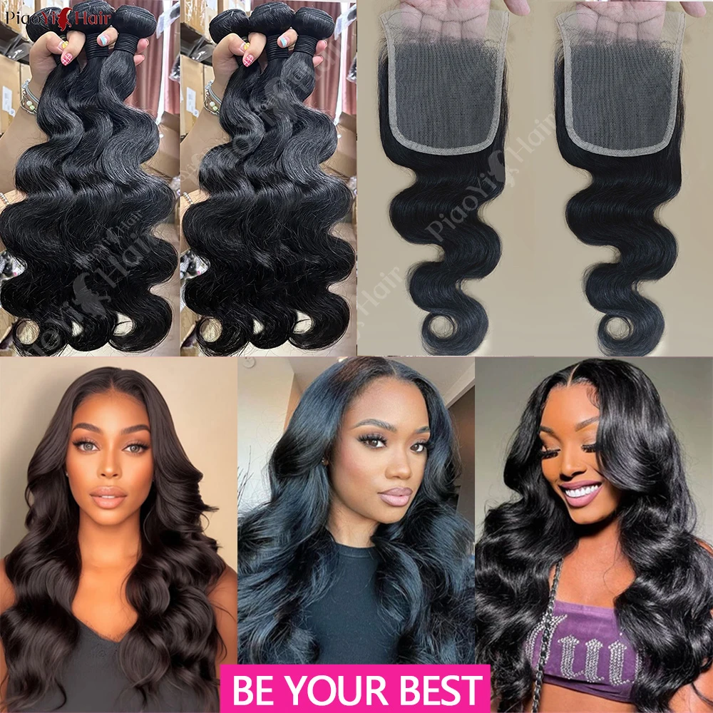 Extensiones de cabello humano ondulado con cierre, cabello humano con cierre 4x 4/5x5, 100% extensiones de cabello humano sin procesar, encaje de parte media 2X6