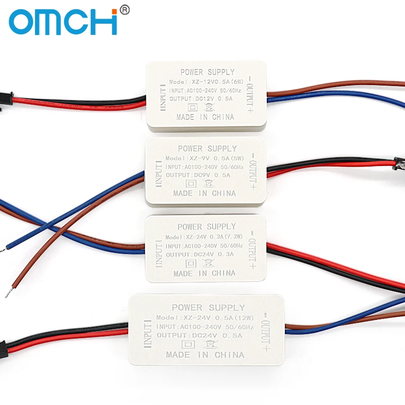 OMCH Isolated LED Driver Power Supply5W 12W 24W 5V 9V 12V 24V Adjustable Constant Voltage Current 0.5A 1A Lighting Transformer