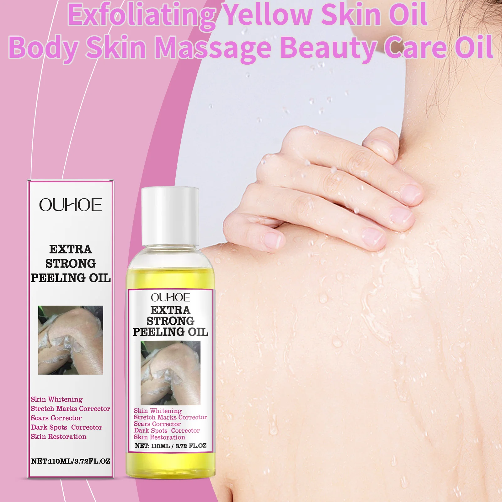 Óleo de pele amarelo esfoliante para a pele do corpo hidratante nutritivo brilho endurecimento hidratante massagem & óleo de cuidados de beleza 110ml
