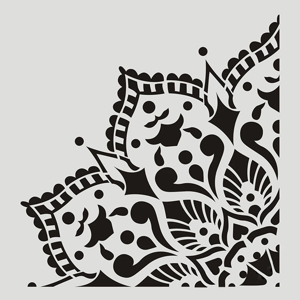 7นิ้ว1Pc 4ชิ้น/เซ็ต DIY Mandala แม่พิมพ์1/4ล้อวงกลมผนังสำหรับภาพวาดลายนูนกระดาษการ์ด Hollowed-Out ทำงานตกแต่ง