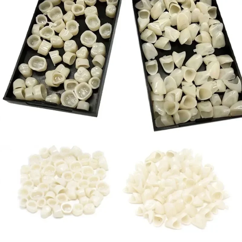 70/50pcs 치과 치아 베니어 미백 거짓 틀니 수지 임시 크라운 교체 키트 도자기 치과 재료 구강 관리