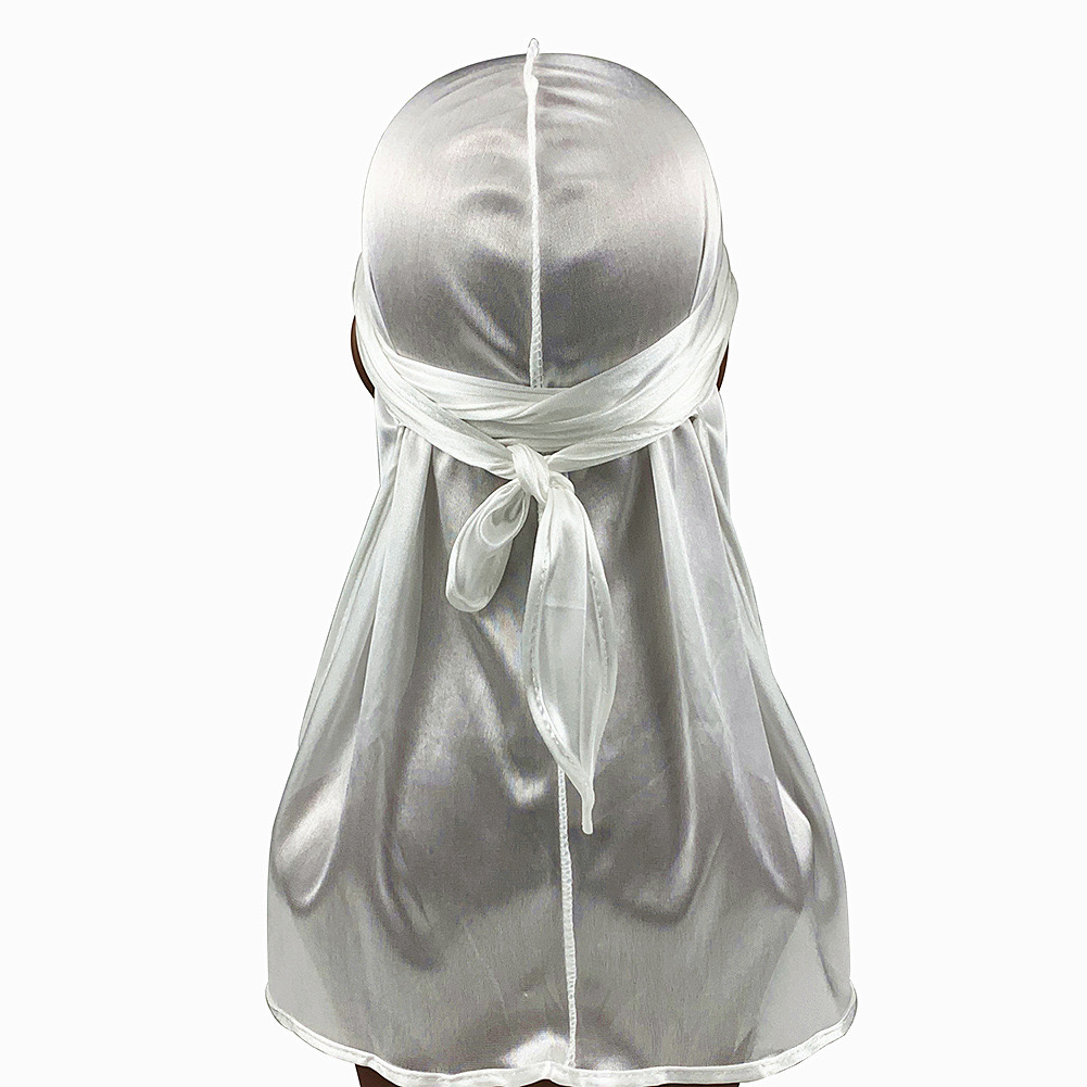 ผู้ชายผ้าไหม Durag Bonnet Bandana Silky Du Rag Doo Rag Long Tail Waves Cap