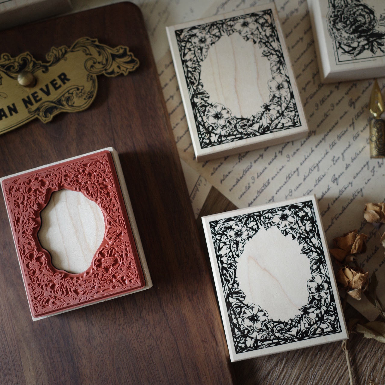 Diy Holzstempel Gummi Scrapbooking Journal Retro Rand Big Flower Seal [Buchstabe Blume