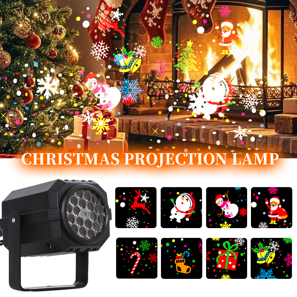 NEW Christmas Projector Lights Outdoor Holiday Laser 16 Pattern Slide LED Projection Lamp for Indoor Party Christmas Decoration
