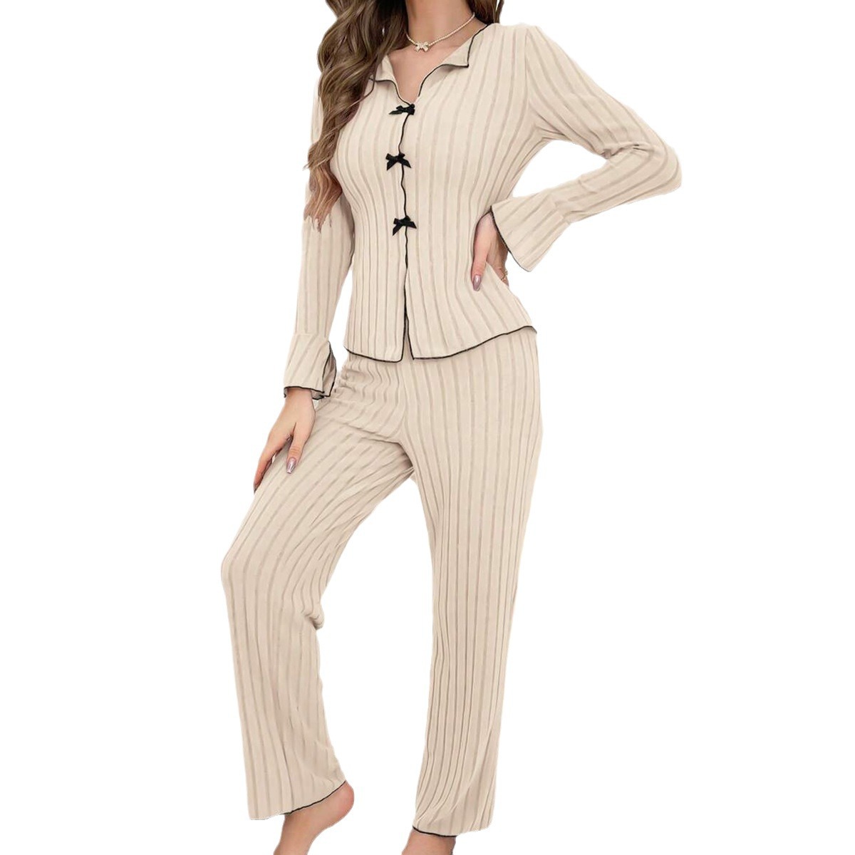 Pyjama deux pièces pour femmes, ensemble de vêtements chauds et décontractés, à la mode et portables, pour la maison, automne et hiver