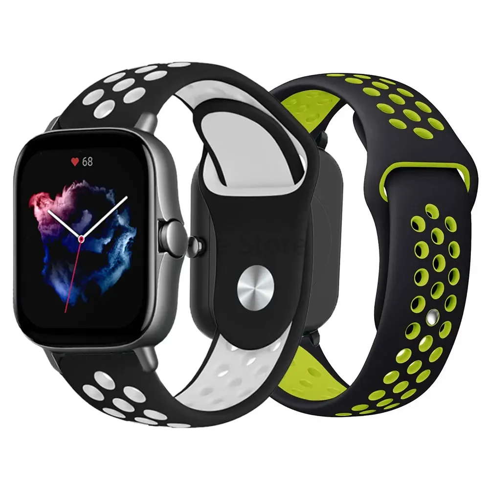 สายรัดข้อมือซิลิโคน20มม. 22มม. สำหรับ amazfit GTS/2 2E/GTS2 MINI/GTR 42มม./47มม./GTR2/2E/Stratos 2/3กีฬาสายนาฬิกาข้อมือ amazfit BIP