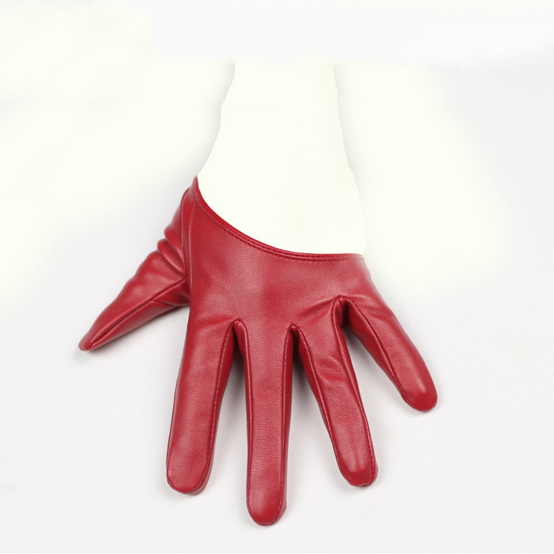HOOLDW セクシーな革手袋女性のためのハーフパーム Pu レザー手袋新デザインダンスパーティーショー衣装手袋黒ミトン