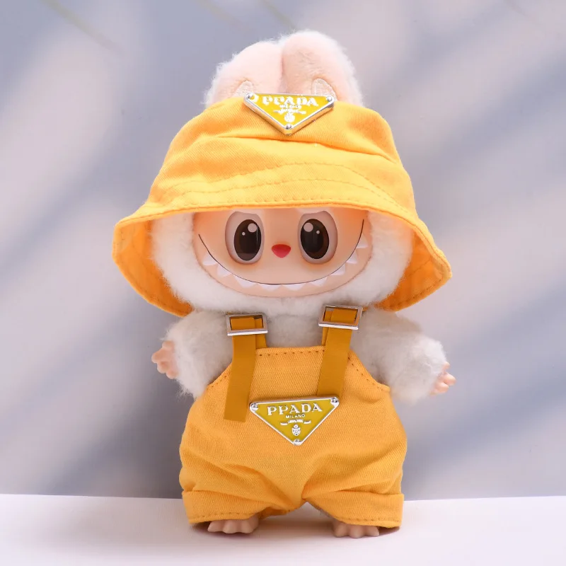 17 см мини-кукла Labubus, роскошная одежда, наряд, шляпа, одежда Labubu II, комплект штанов на бретельках для куклы, вечерние игры, игрушки, аксессуары