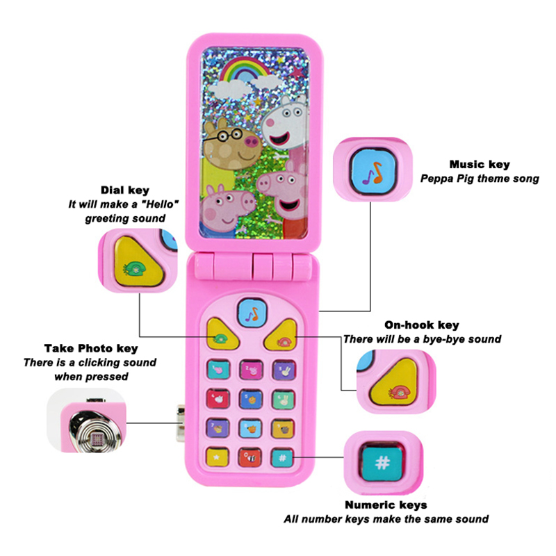 Peppa Pig Emulation พับโทรศัพท์มือถือของเล่นเด็ก Early Education เด็กวัยหัดเดินเล่น House จําลองของเล่นโทรศัพท์มือถือของขวัญเด็ก